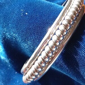 Sterling Silver Twisted Coil Cuff Bracelet Stamped Sterling